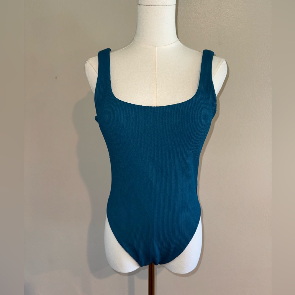 Vitamin A Teal Ribbed One-Piece Swimsuit